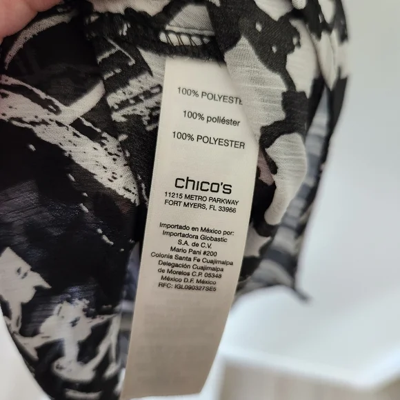 Chicos 3 Roll Tab Sleeve Button Front Blouse Semi Sheer Womens Size XL White NWT - Picture 6 of 8